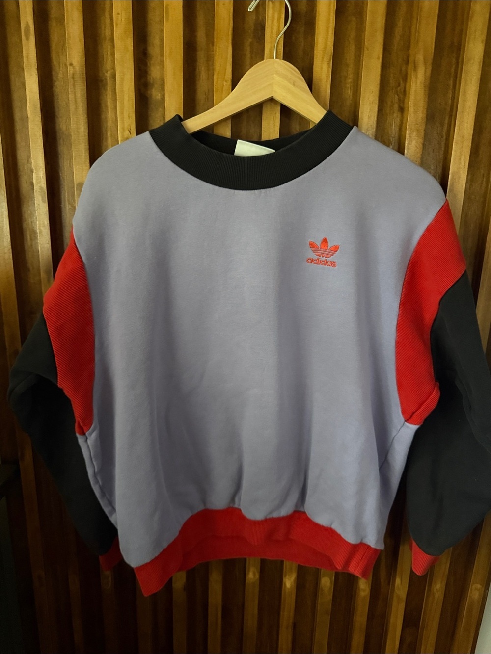 Adidas Originals Archive Purple Colorblock Crewneck Sweatshirt Retro 90s - Picture 3 of 13